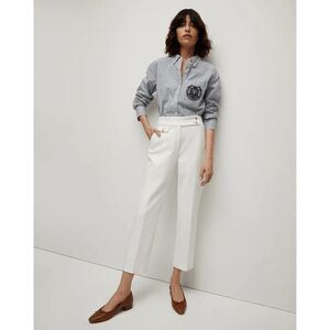 Veronica Beard Renzo Trouser Work Pants Off White Gold Buttons Size US 6